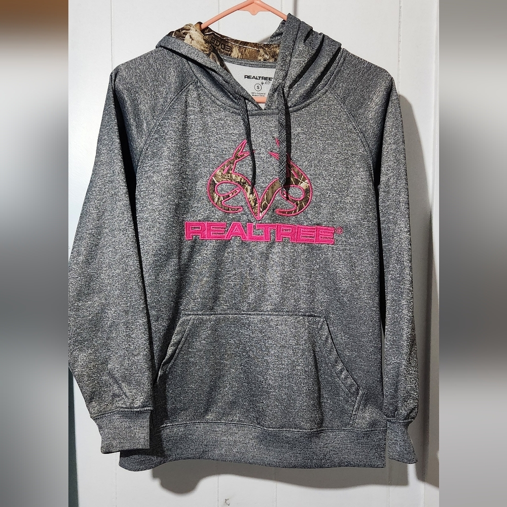 Realtree Dark Gray Hoodie with Pink/Camo Logo